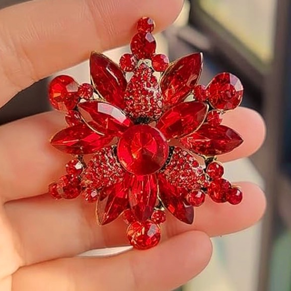 Gorgeous Large Vintage Lord & Taylor Christmas Red Brooch